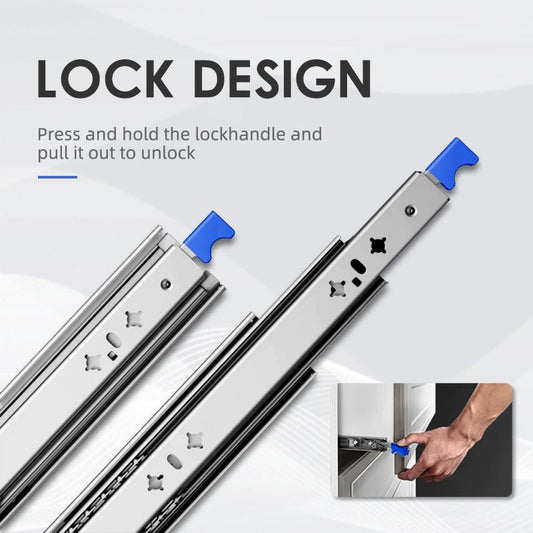 Load Capacity 120KG Heavy Duty Locking Drawer Runners 53MM, 1pair