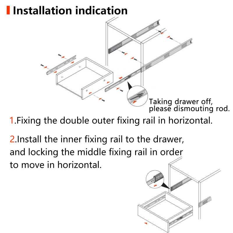 Stainless Steel Drawer Runners US45, 1 Pair