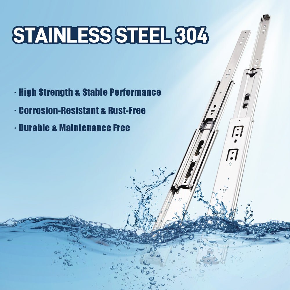 Load Capacity 68KG Stainless Steel Heavy Duty Ball Bearing Drawer Runners 51MM, 1 Pair