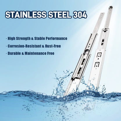 Load Capacity 68KG Stainless Steel Heavy Duty Ball Bearing Drawer Runners 51MM, 1 Pair