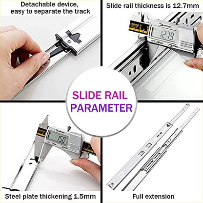 Load Capacity 68KG Stainless Steel Heavy Duty Ball Bearing Drawer Runners 51MM, 1 Pair