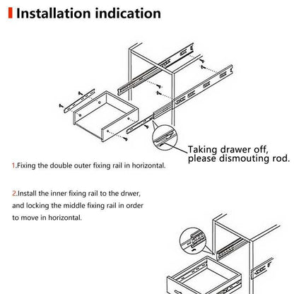 Stainless Steel Ball Bearing Drawer Runners 45MM, 1 Pair