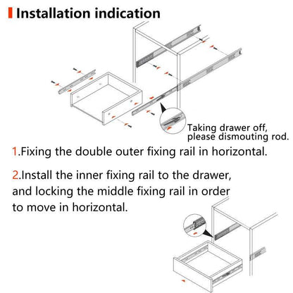 Stainless Steel Drawer Runners US45, 1 Pair
